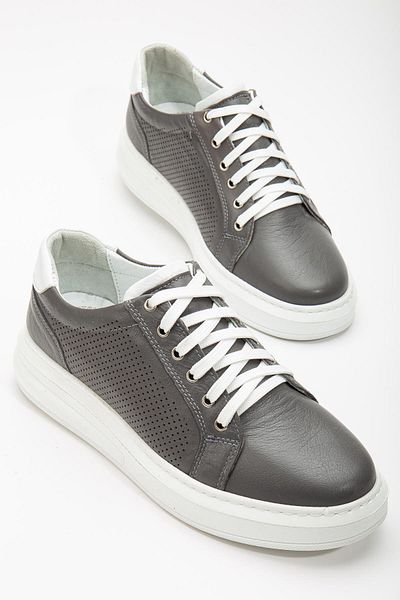 Dilimler Ayakkabı Genuine Leather Orthopedic Light and Thick Sole Gray Men's Daily Casual Shoes