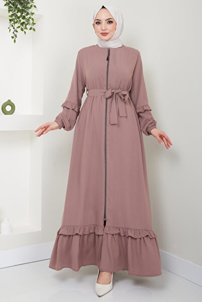 hafsamina Pink Flounced Ferace - HM2424