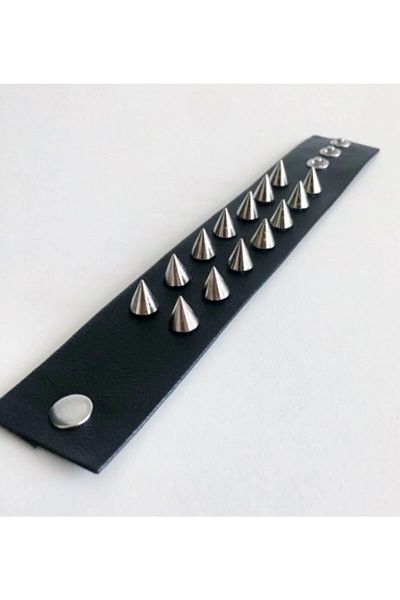 DarkellaStore Gothic, Punk, Leather Double Row Spiked Bracelet