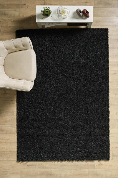 Red Halı Tek Renk Desensiz Antrasit Yumuşak Post Peluş Shaggy Halı Salon Otur...