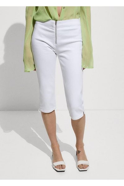 MANGO Woman Τζιν με φερμουάρ Capri Slim Fit