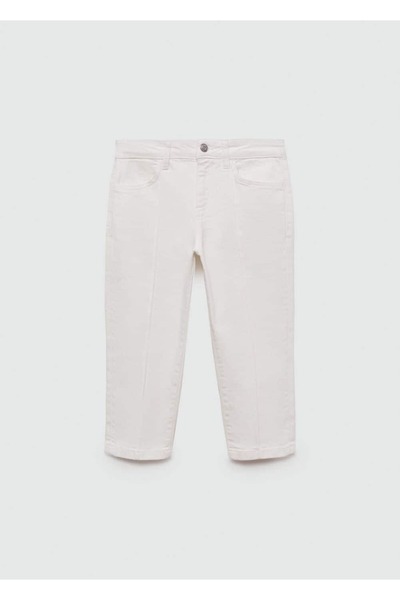 MANGO Woman Dekoratif dikişli slim capri jean pantolon