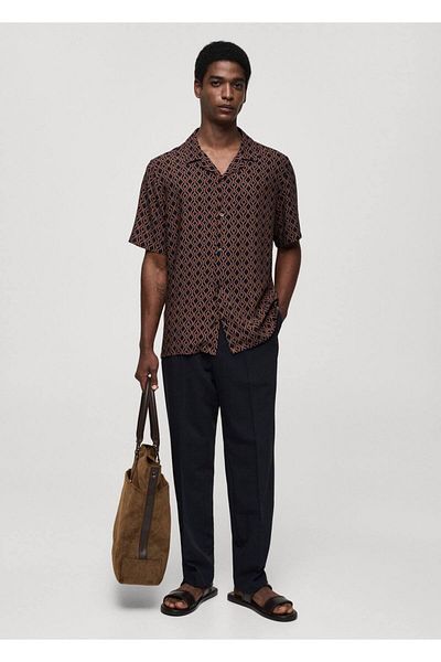 MANGO Man Regular Cut Fluid Patterned Shirt