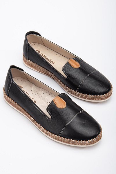 Dilimler Ayakkabı Genuine Leather Orthopedic Saddled Black Large Size Women's Shoes Daily