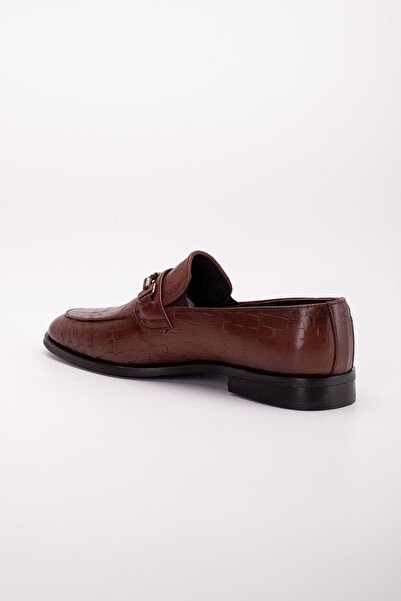 Dilimler Ayakkabı Men's Classic Shoes - Genuine Leather, Neolit Micrlight, Jurdan Crocodile Print, Buckle, Brown