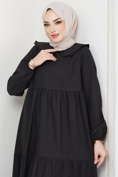 hafsamina Φόρεμα Hijab γιακά μωρού μαύρο