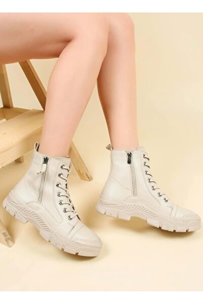 KCMN Feles Kauçuk Kaymaz Taban Postal Kadın Bot BEJ