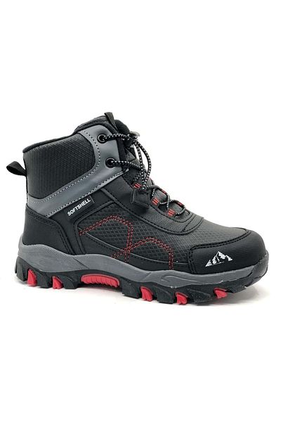 KCMN Cool Alfa Rubber Sole Αντιολισθητική Softshell Outdoor Παιδικές Μπότες Μαύρο-κόκκινο