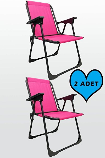 Yekta Home Stars 2 Adet Katlanır Koltuk Piknik Plaj Sandalyesi Kamp Sandalyesi Pembe
