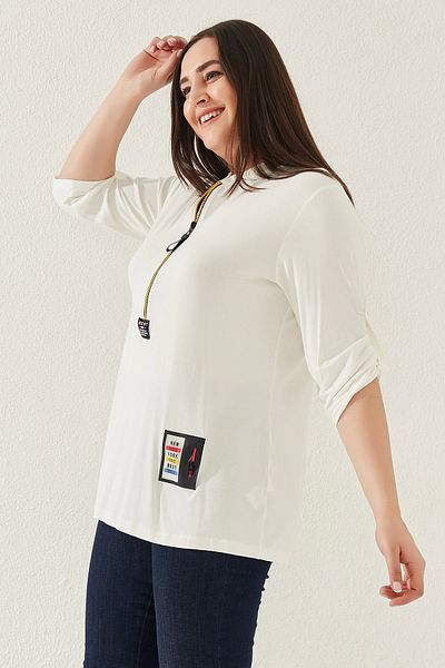 Lady Majestic Bluză cu fermoar mărime Plus - Croială relaxată