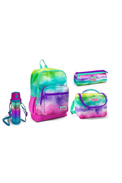 Coral High Colorful Patterned Nutrition School Bag Pen Holder Flask