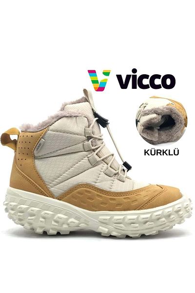 Vicco Tiger Phylon Rubber Sole Ορθοπεδικές Παιδικές Μπότες Χιονιού Μπεζ