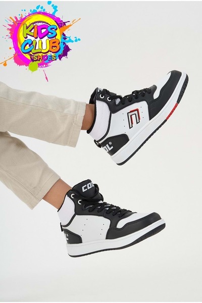 KOCAMANLAR حذاء رياضي للأطفال من Adel ذو رقبة طويلة - أسود-أبيض