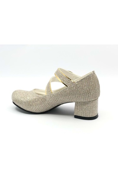 KCMN İremsu 7845 Πλαϊνές Κορδέλες Κοριτσίστικα Παιδικά Παπούτσια με τακούνι GOLD