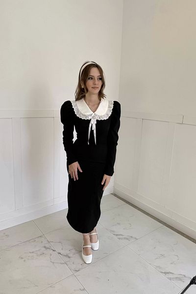 HELİS BUTİK Rochie detaliată cu broșă cu guler pentru bebeluși în stil vintage