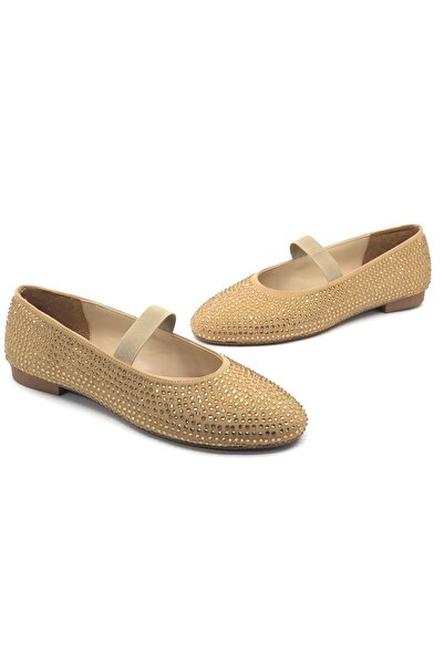 KOCAMANLAR Feles Stone Detailed Home Pantofi Balerini Femei MINK