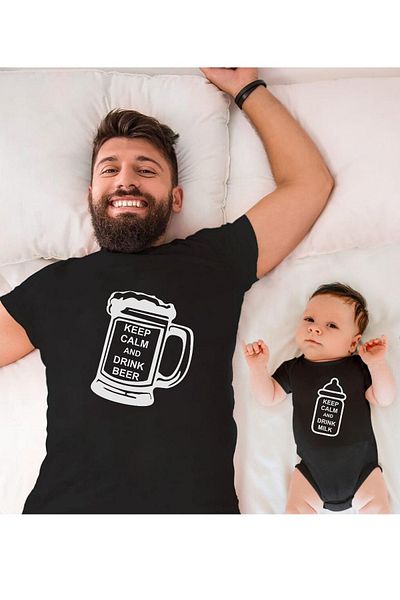 Tshirthane Διπλό προϊόν για πατέρα και γιο - Συνδυασμός ποτών και γάλακτος, 2 καλάθια
