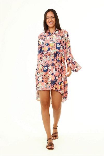 Bohem Stil Rochie casual cu model de flori pulbere