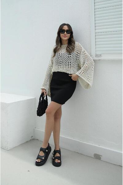 Havoş Μαύρη Πλεκτή Φούστα - Βασικό Μοντέλο