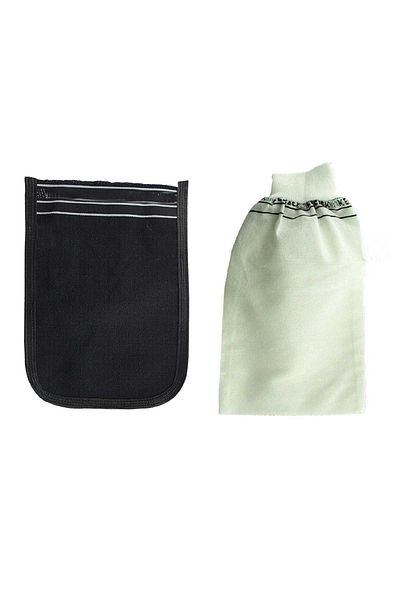 Ethab Ticaret 2 Pieces Thick Black and White Bath Bag 25x17 Cm