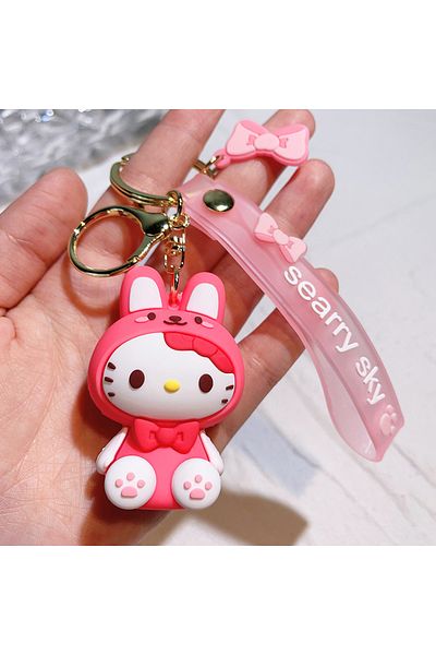 Köstebek Anime Hello Kitty - Rabbit Costume Silicone Keychain