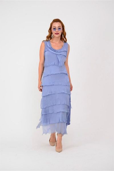 Bohem Stil Αμάνικο μεταξωτό φόρεμα ιταλικού μεγέθους 2 που δείχνει λεπτό