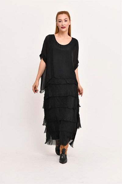Bohem Stil Rochie din mătase, cu jumătate de mânecă, cu aspect subțire, mărimea 2 italiană