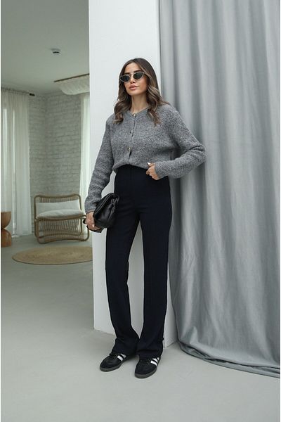 Havoş Navy Blue Pile Palazzo Trousers