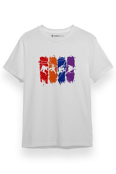Tshirthane Ανδρικό μπλουζάκι White Ninja Turtles Splash - κοντομάνικο