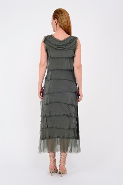 Bohem Stil Αμάνικο μεταξωτό φόρεμα ιταλικού μεγέθους 2 που δείχνει λεπτό