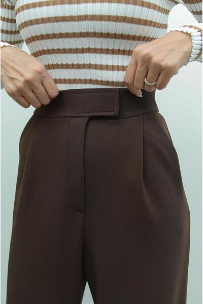 Havoş Brown Senta Velcro Closure Palazzo Pants