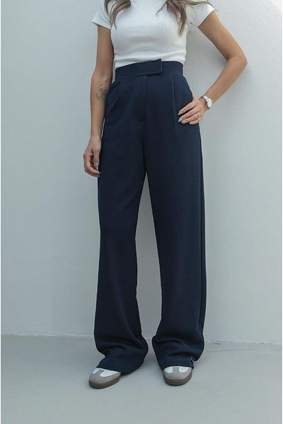 Havoş Παντελόνι Palazzo με κλείσιμο Velcro Navy Blue Senta