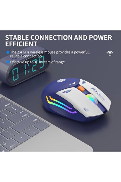 Blackbird Game Center Blic Bwm1 Mavi RGB Şarjlı Kablosuz 1600DPI Işıklı Kablosuz Mouse