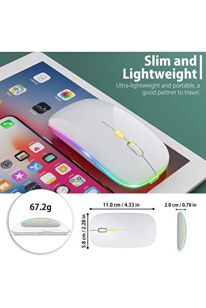 Blackbird Game Center Blic Bwm6 Beyaz RGB Şarjlı Kablosuz 1600DPI Işıklı Kablosuz Sessiz Mouse