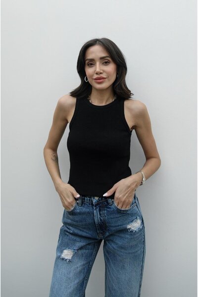 Havoş Black Versay Corded Tank Top