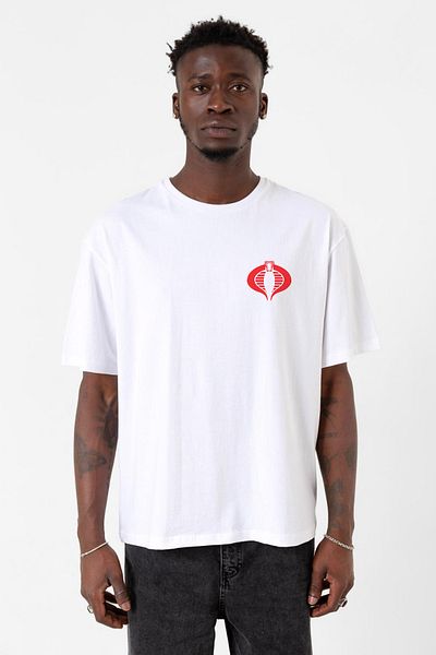 Tshirthane Λευκό ανδρικό μπλουζάκι με λογότυπο Cobra Kai
