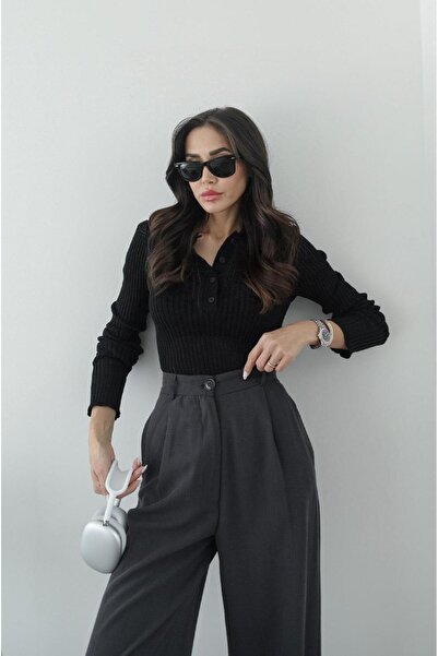 Havoş Černá polo průhledná halenka