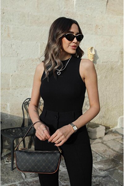 Havoş Black and White 2-Piece Ribbed Halter Collar Athlete