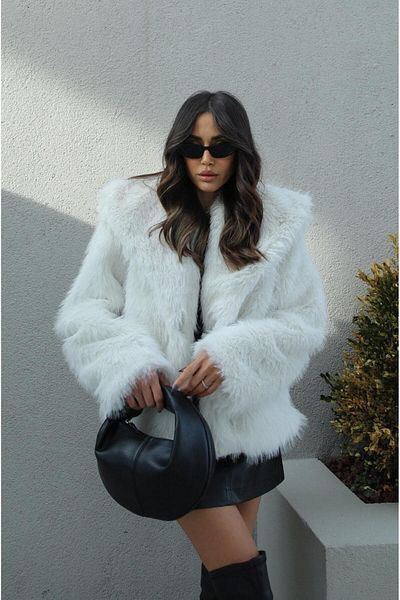 Havoş Ecru Premium Faux Fur Jacket