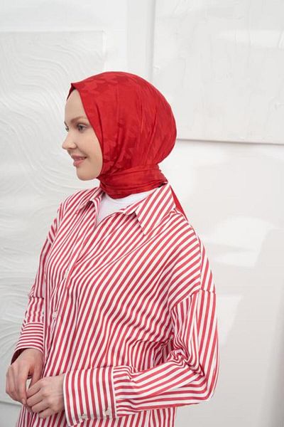 ARMANDA Red Italian Jacquard Houndstooth Patterned