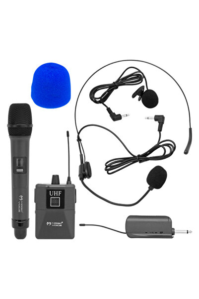Powermaster Magicvoice MV-1305YE UHF 1 EL + 1 Yaka + 1 Kafa Ekranlı Kablosuz ...