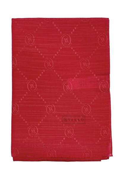 Vakko Pamuk İpek Şal - Monogram - Dağ Çileği
