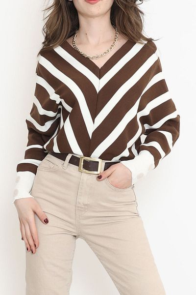 Moka Shopin Knitwear Brown Mokashopin - Buttoned Cuff, 10004.1612