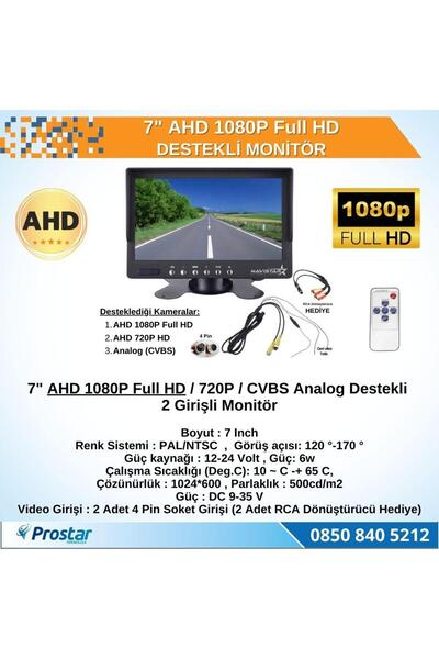Navistar 7" AHD 1080P Full HD iki kamera girişli Monitör