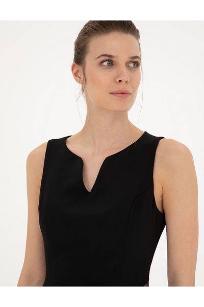 Pierre Cardin Black Collar Detailed Dress 50285639-Vr046