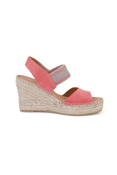 Desa Sandale espadrille roz pentru femei cu toc cu pană