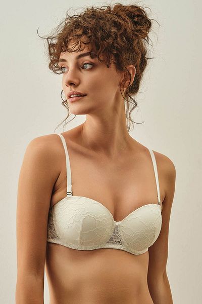 Hays Lace Detailed Unpadded Strapless Bra - Ecru