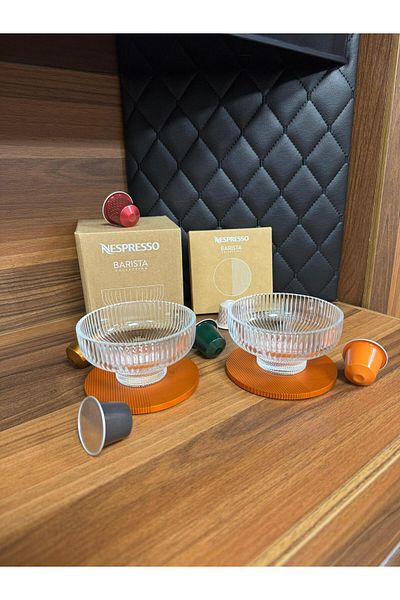 Nespresso وعاء Affagato 2 وعاء زجاجي + 2 قاعدة ألومنيوم