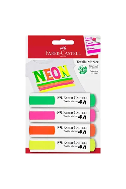 Faber Castell Faber Neon 4-Piece Textile Marker -401595910