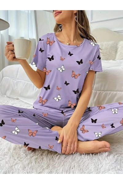 Femella Women Fashion Set de două piese din jerseu unic cu mânecă scurtă, cu ...